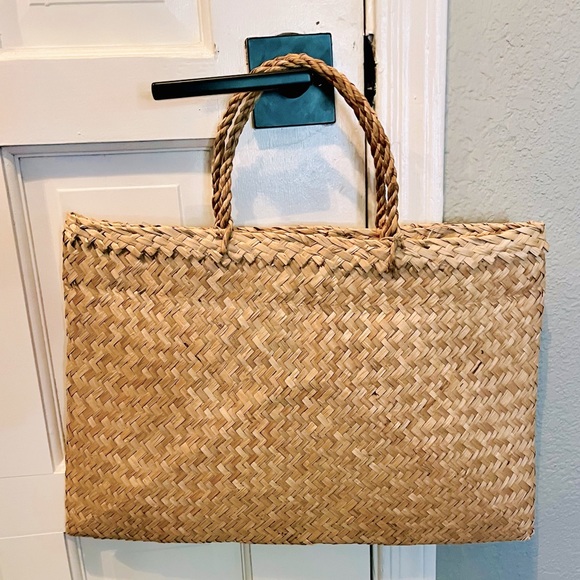 Woven Straw Satchel Handbag - Picture 1 of 5